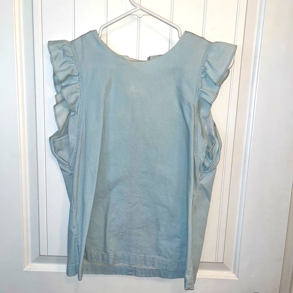 BCBGeneration faux denim ruffle tank